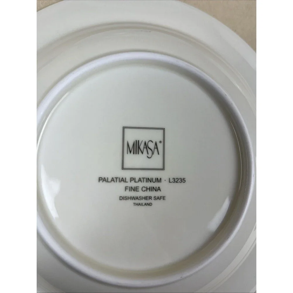 4pc Mikasa Palatial Platinum Rimmed Soup/Cereal Bowl L3235 8.5